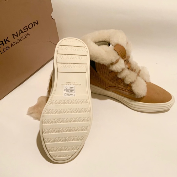 Mark Nason Los Angeles Shogun Genuine Sheep Shearling Fur Tan Suede Boots 6.5 - Picture 7 of 10